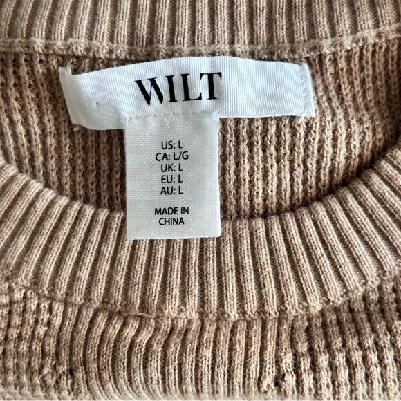 Wilt Women’s Cotton Cashmere Beige Waffle Knit Long Sleeve Sweater Large Med NEW - Picture 8 of 10